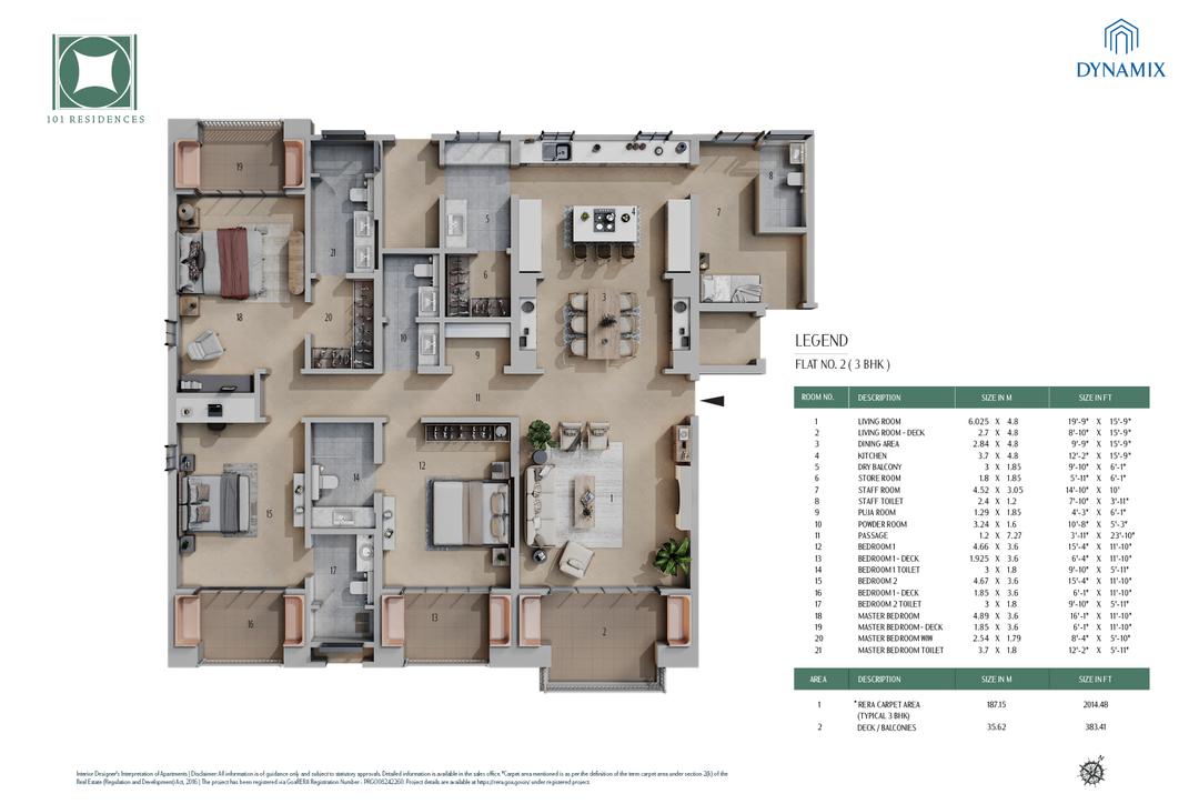 Flat No. 1 (3 BHK)